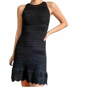 Torn by Ronny Kobo Black Crochet Mini Dress XS